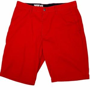 Volcom Men VMONTY Walk Shorts 34 Red flat front